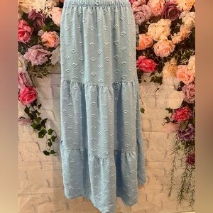 Espresso Blue Tiered Maxi Skirt Resort Wear